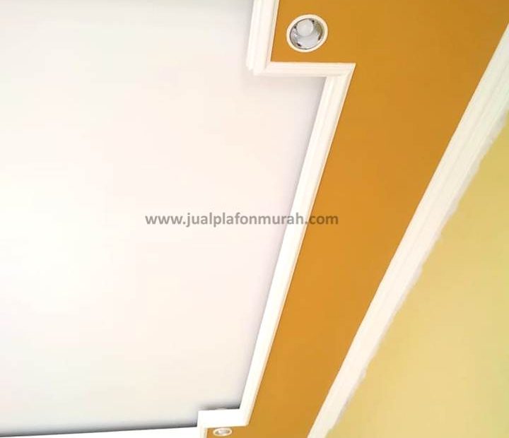 Desain Plafon Minimalis Baki warna Kuning Putih